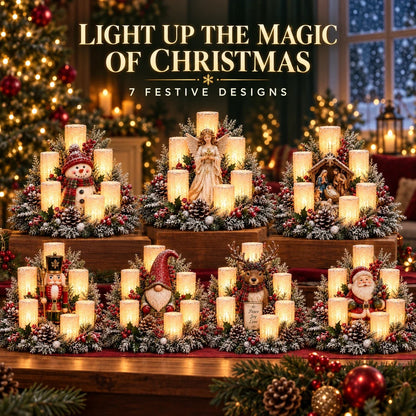 🎄Christmas Table Centerpiece with Flameless Candle Glow🎄