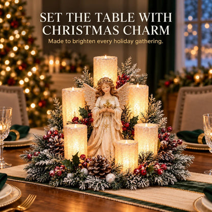 🎄Christmas Table Centerpiece with Flameless Candle Glow🎄