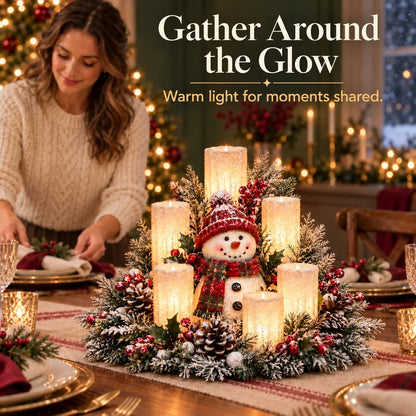 🎄Christmas Table Centerpiece with Flameless Candle Glow🎄