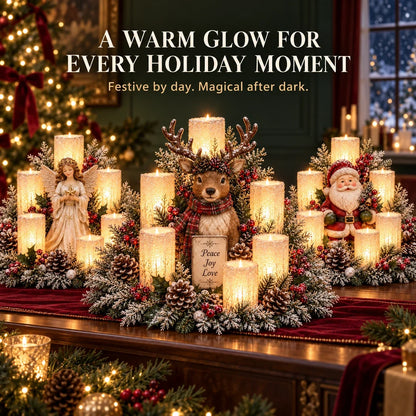 🎄Christmas Table Centerpiece with Flameless Candle Glow🎄