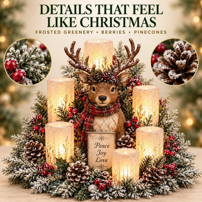 🎄Christmas Table Centerpiece with Flameless Candle Glow🎄