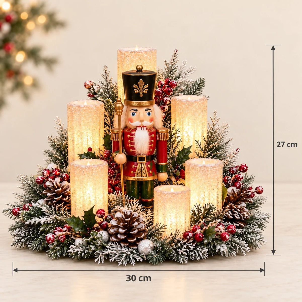 🎄Christmas Table Centerpiece with Flameless Candle Glow🎄