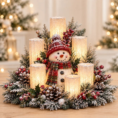 🎄Christmas Table Centerpiece with Flameless Candle Glow🎄