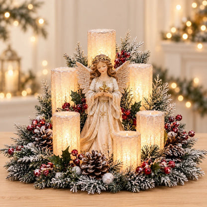 🎄Christmas Table Centerpiece with Flameless Candle Glow🎄